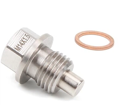 M14 x 1,5 Magnetöl Abflussstopp, Edelstahl mit Neodym -Magnet und Kupferwaschmaschine, kompatibel mit Ford, Honda, GM, Hyundai und mehr